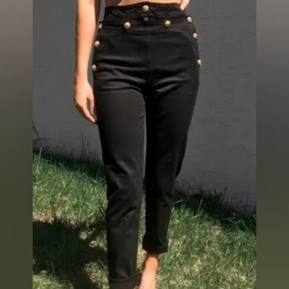 Torn By Ronny Kobo Black Bib Sailor Jeans Size 27 - Picture 9 of 10